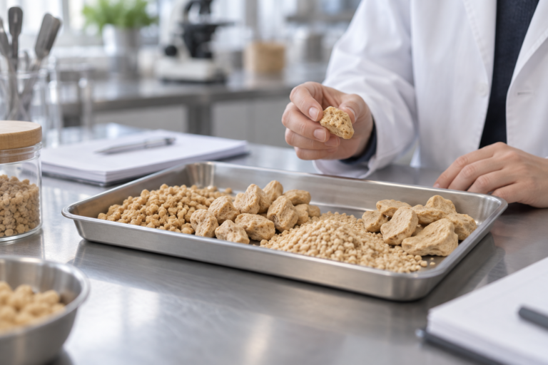 B2B food ingredient development scene for textured soy protein manufacturers