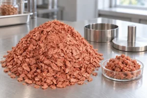 Fibrous soy protein pieces used to develop structured plant-based burger texture