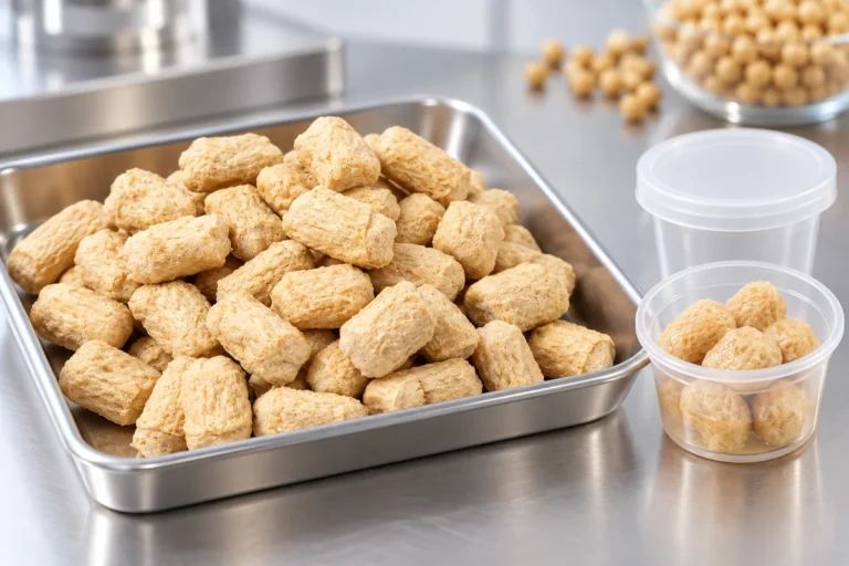 BCTVP textured soy protein chunks prepared for a controlled aroma and flavor review