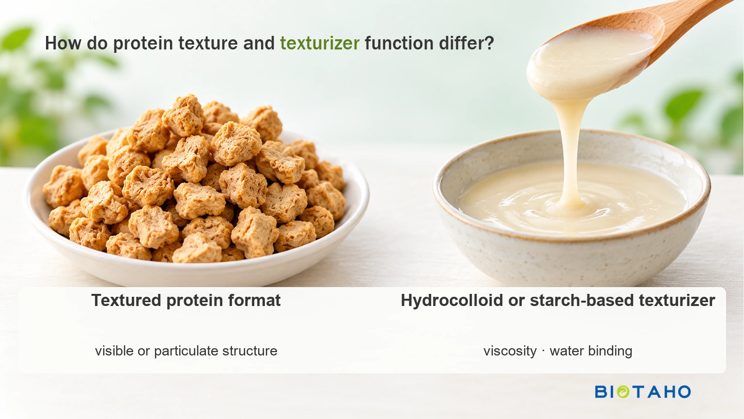 A textured protein piece is not interchangeable with a viscosity or binding adjustment.