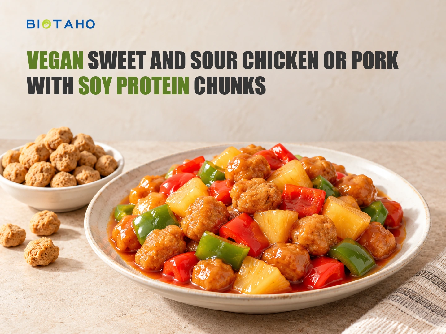 Vegan Sweet and Sour Chicken or Pork with Soy Protein Chunks