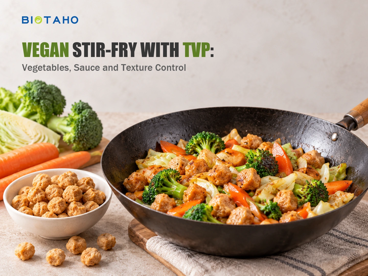 Vegan Stir-Fry with TVP: Vegetables, Sauce and Texture Control