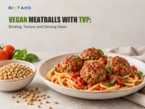 Vegan Meatballs with TVP: Binding, Texture and Serving Ideas — illustrative food preparation scene