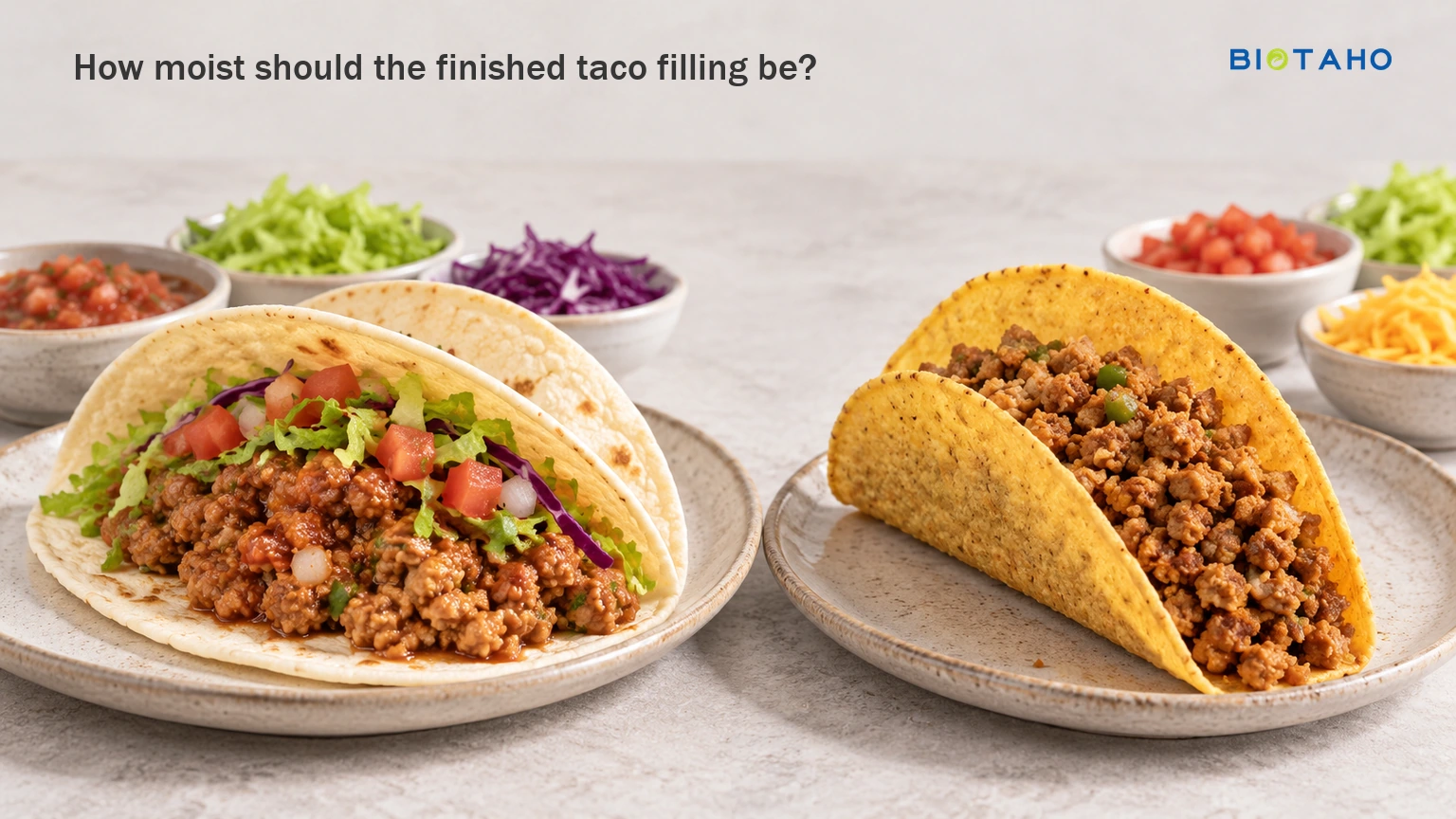Match filling moisture to the tortilla and keep wet toppings separate until serving. — illustrative food preparation scene